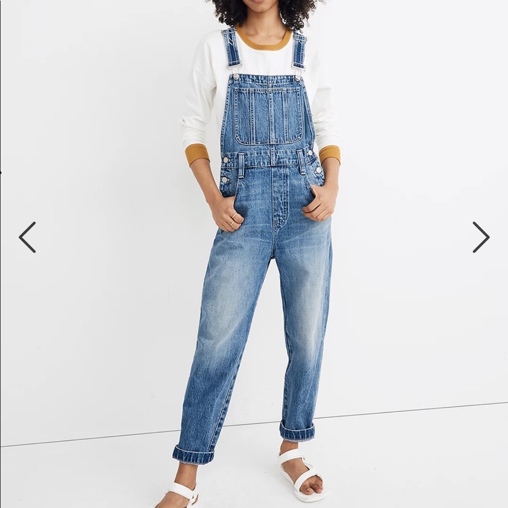 Madewell straight leg denim overalls perfect condition size small, hickory wash!